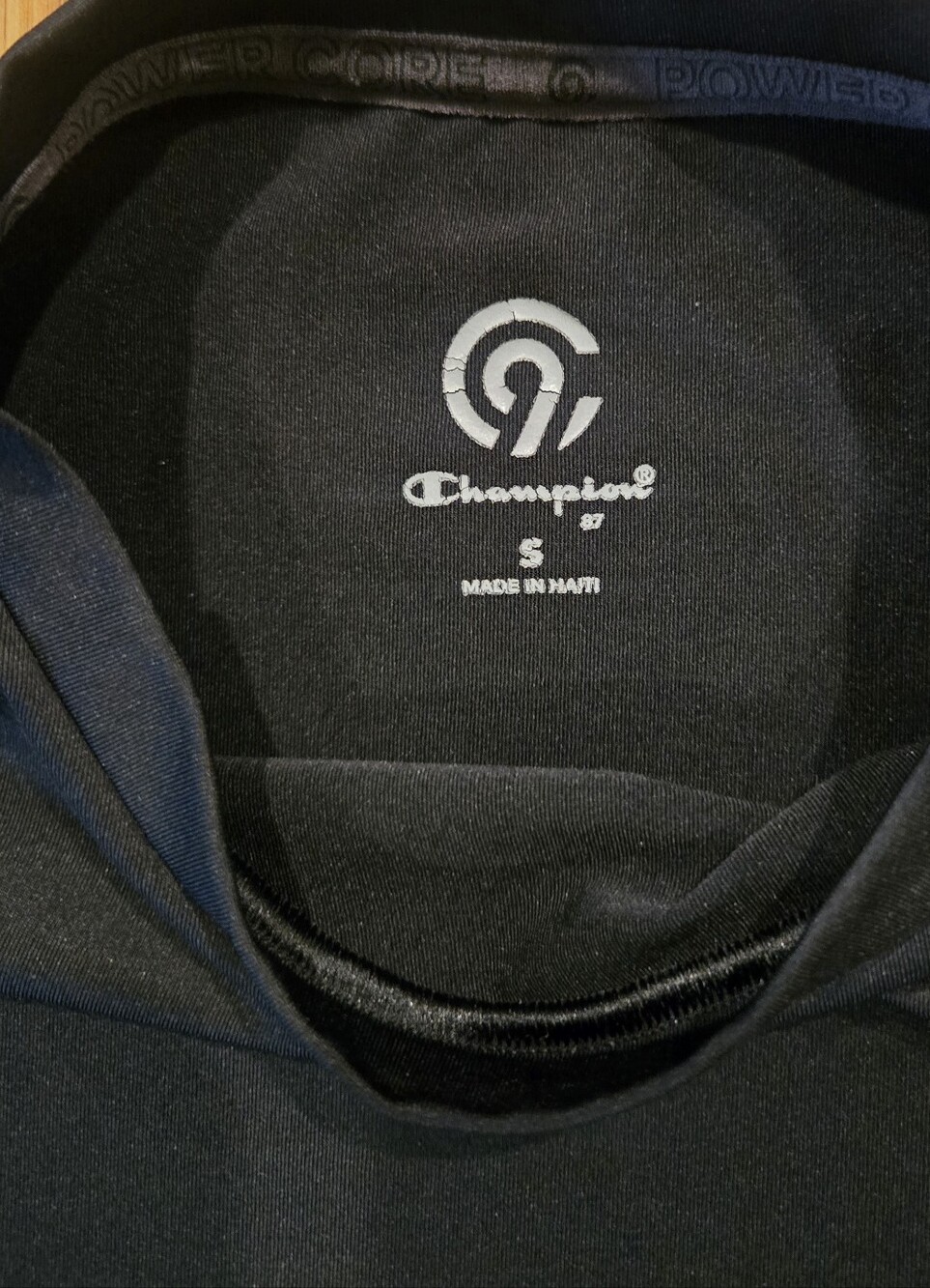 Champion Black Short Sleeve Athletic Tee with Contrast Stitching - Picture 4 of 8